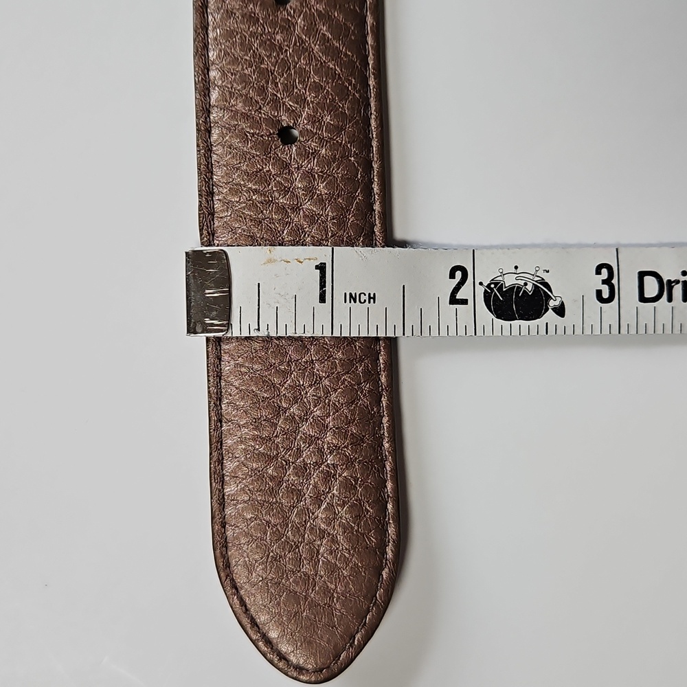 Cole Haan M Pebble Bronze Leather Belt Oval Silvertone Hardware  Grunge Indie - Picture 9 of 10